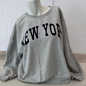 H&M Gray New York Crew Neck Sweater
